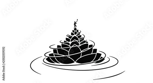 Fotografie Person stands atop a lotus flower shape to symbolize spiritual growth and harmony