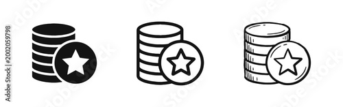 Stack of Coins with Star Icon for Rewards and Loyalty Points