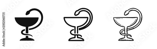 Bowl of Hygieia Pharmacy Icon Set - Medical and Healthcare Symbol