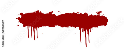 Εκτύπωση καμβά Red horizontal brush stroke featuring heavy vertical paint drips