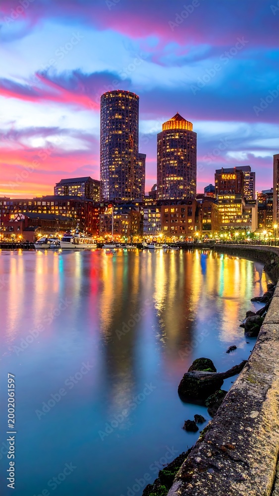 Fototapeta premium Boston Skyline Sunset.
