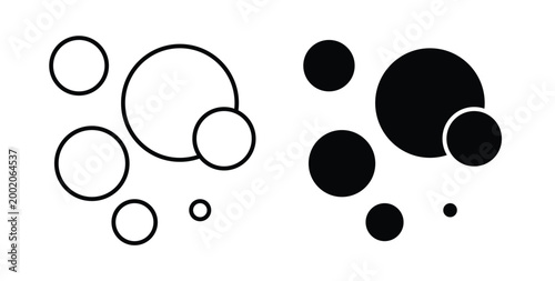 Fotografie Bubble icon simple illustration set. Black and white icons