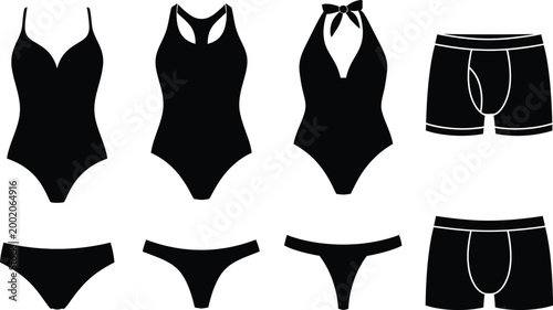 Swim wear icon set Vector