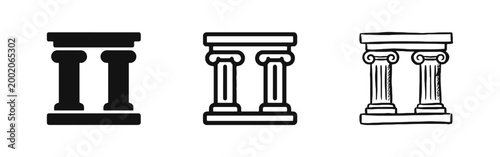 Ancient Column Architecture Pillar Icon Set