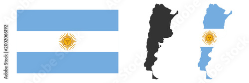 Argentina flag and map vector illustration