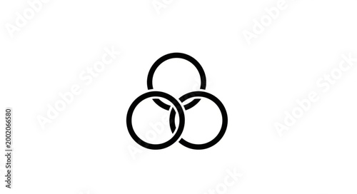 Foto Borromean Rings Intertwined Circles Symbol Black White.