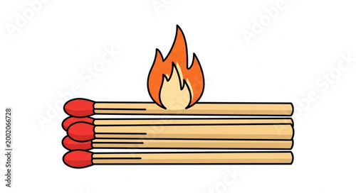 Burning Matchsticks Illustration Ignition Fire Concept.