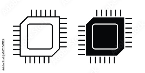 Photos Computer microprocessor icon simple illustration set