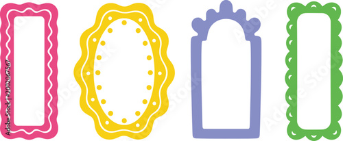Colorful decorative scalloped frame shapes for crafting and design
