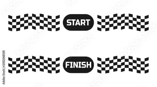 Start and Finish Checkered Flags Illustration Representing Race Competition Motorsport Beginning End and Victory Concept Design