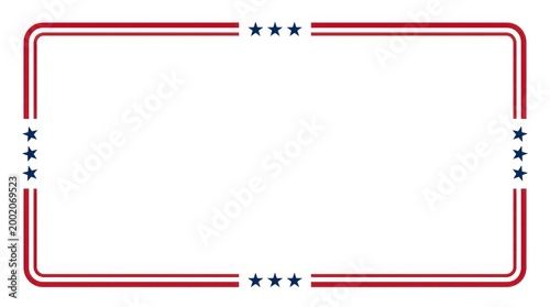 Red and Blue Patriotic Line Border for Text Template