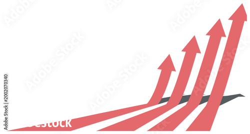 Red upward trending arrows representing business growth and financial success progress
