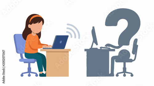фотографія Person communicating with unknown online user, digital interaction concept