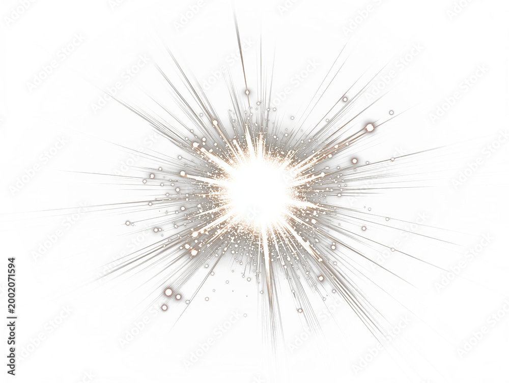 Obraz premium Bright celestial explosion erupting from center, radiant energy bursts against black