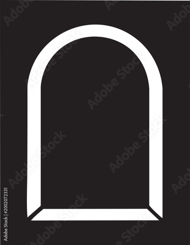 White archway on black background