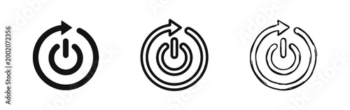 Restart Power Button with Arrow Icon Set