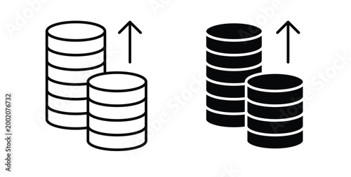 Money increase Icon simple illustration set. Black and white icons