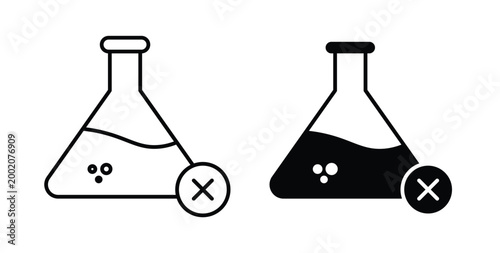 No chemical icon simple illustration set. Black and white icons
