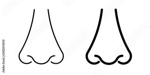 Nose icon simple illustration set. Black and white icons