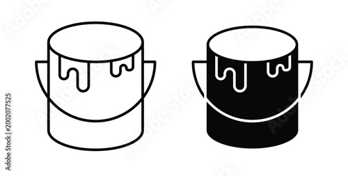 Paint bucket icon simple illustration set. Black and white icons