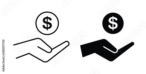 Pay icon simple illustration set. Black and white icons