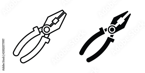 Pliers icon simple illustration set. Black and white icons