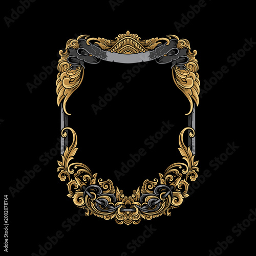 Luxury Vintage Gold Ornamental Frames Set on Black Background – Elegant Baroque Decorative Borders Collection