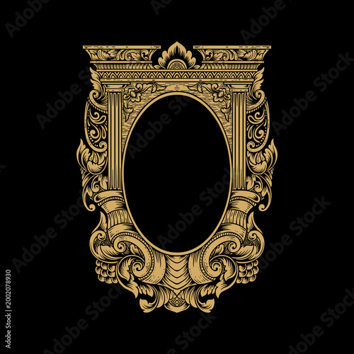 Luxury Vintage Gold Ornamental Frames Set on Black Background – Elegant Baroque Decorative Borders Collection