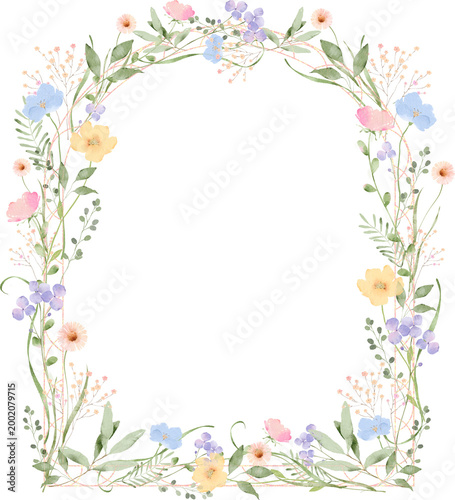Watercolor Floral Frame Background