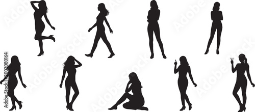 女性ポージングのシルエット素材