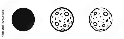 Moon Planet with Craters Space Astronomy Icon Set