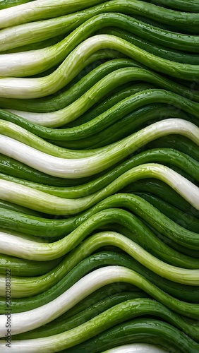 Fresh Green Onion Wavy Abstract Pattern Background