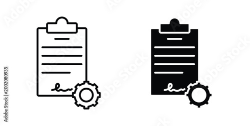 Smart contract icon simple illustration set. Black and white icons