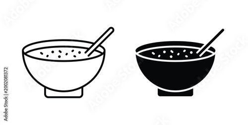 Sour soup icon simple illustration set. Black and white icons