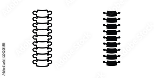 Spinal column icon simple illustration set. Black and white icons
