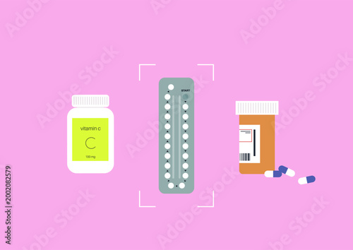 Pills on a vibrant pink background highlight the importance of health and wellness through various vitamin and medication options available in our daily lives
