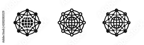 Global Network and Connectivity Icon Set in Different Styles