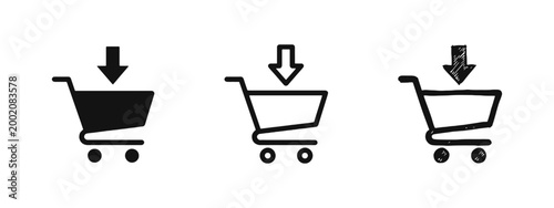 Add to Cart Shopping Basket Icon Set for E-commerce
