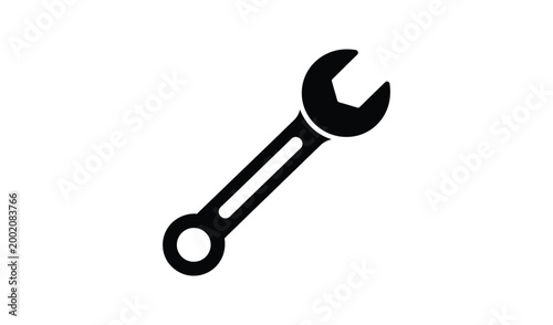 Black adjustable wrench icon on for repair and tools