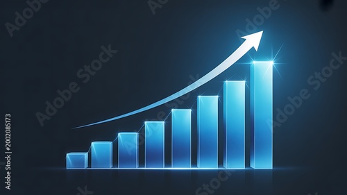 Free Download Blue business graph, growing chart, rising trend, finance statistics - GFXLoad