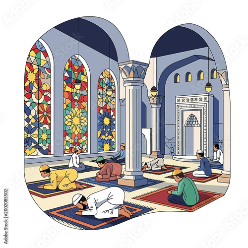 People praying in a mosque.