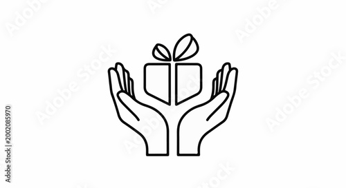 Hands cradling a gift box with leaves on top
