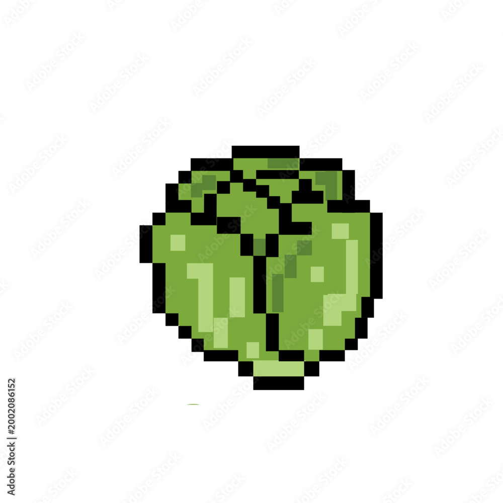 Fototapeta premium pixel art vegetables lettuce vector graphic 8-bit retro design