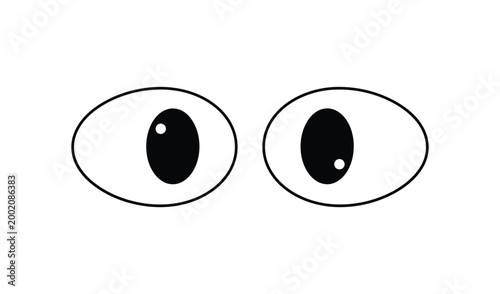 A pair of cartoon eyes on isolated looking straight ahead