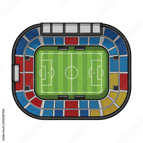 Soccer Stadium Football Field Aerial View.