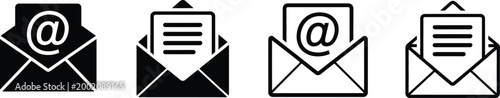 Mail icon set email envelope icons vector illustration clean minimal outline style for messaging communication and e-mail contact concept