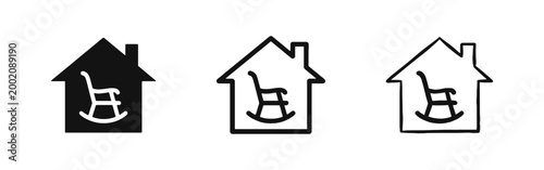 Retirement Home Icon Set - Elderly Care and Nursing Symbols in Solid, Outline, and Hand-Drawn Styles