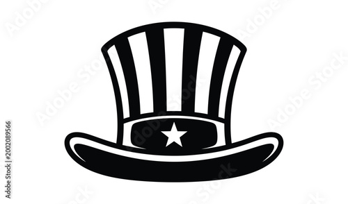 Black and white illustration of an uncle sam hat