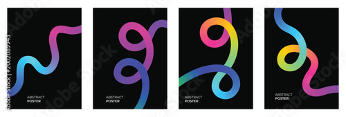 Fotografie Vibrant color gradient curved thick flowing lines