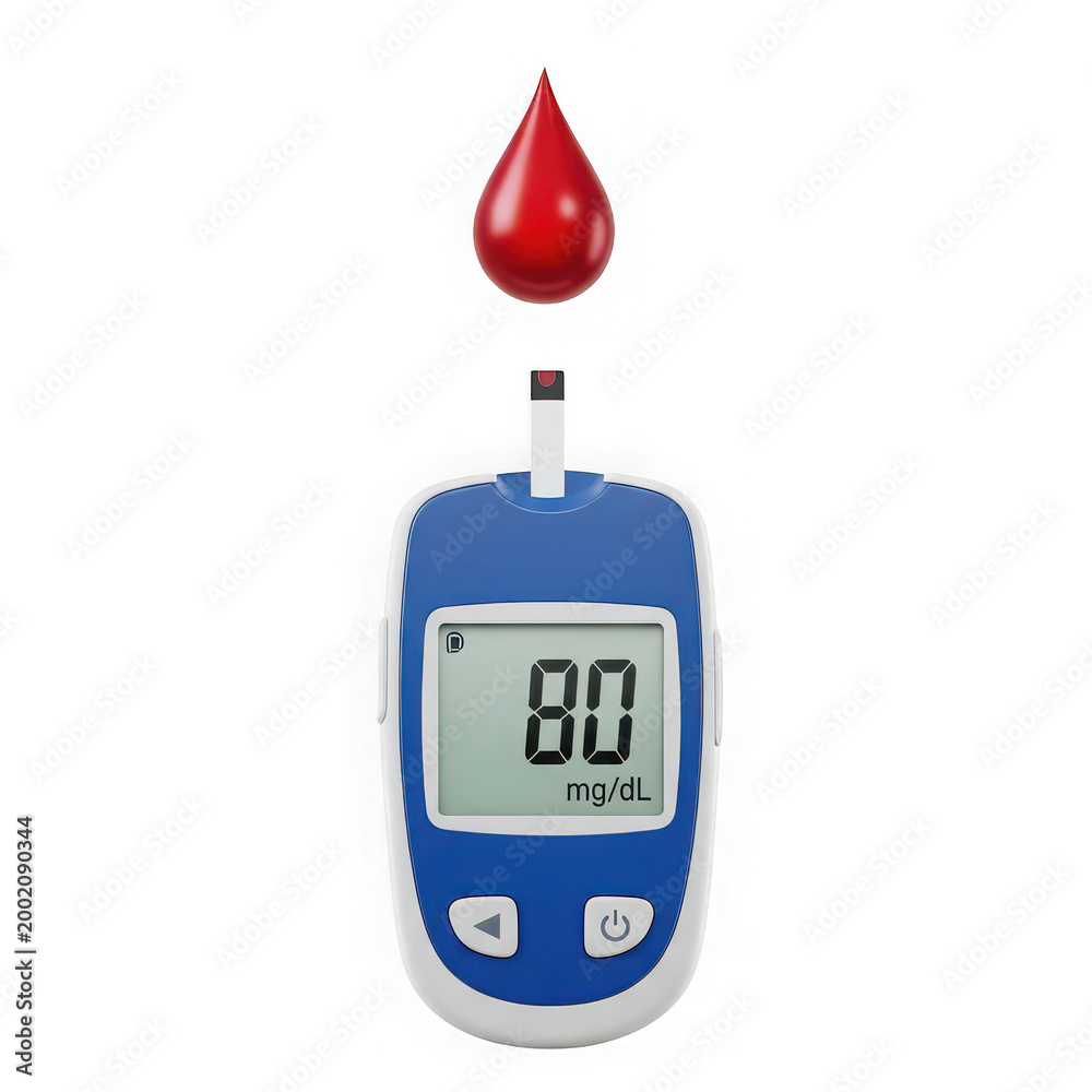 Fototapeta premium Digital blood glucose meter with a drop of blood